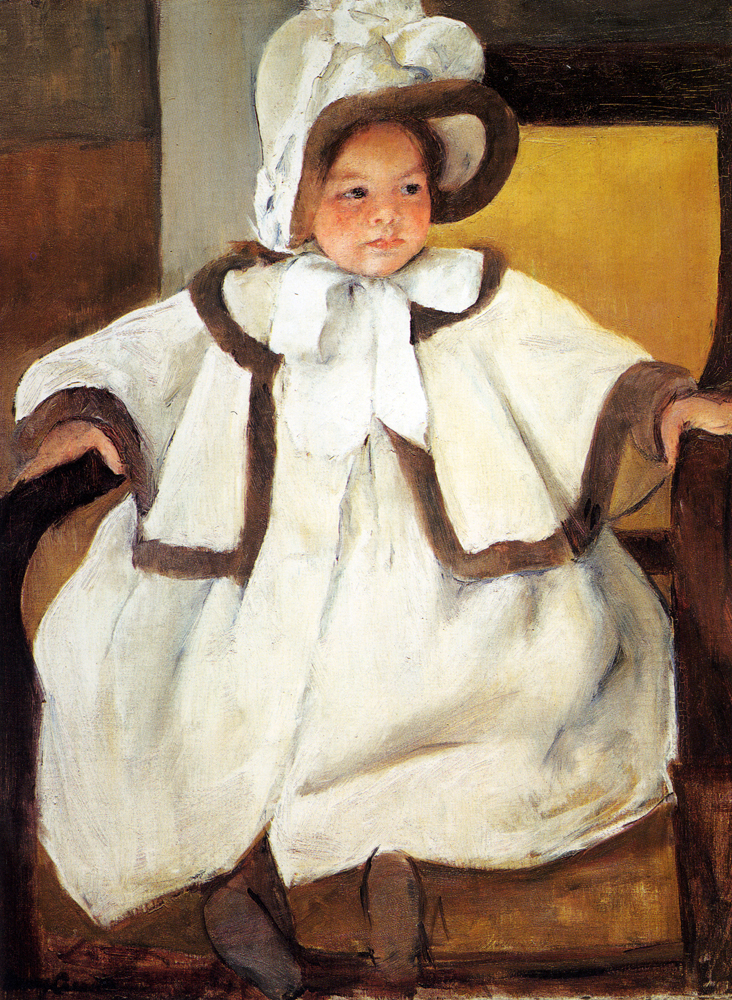 Ellen Mary Cassatt In A White Coat - Mary Cassatt Painting on Canvas